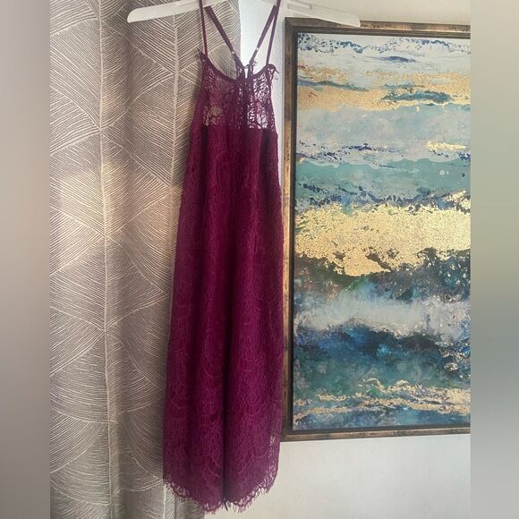 NWT Free People Dahlia Purple Floral Lace Dress Womens Large intimately - Picture 4 of 13